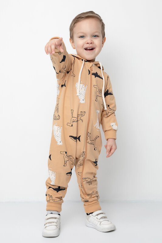 CROCKID Комбинезон 284690 КР 6469 итальянский песок, мир животных