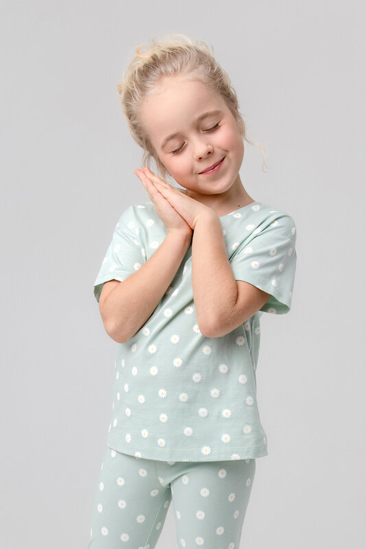 CROCKID Фуфайка 284893 КР 302077 голубая дымка, маленькие ромашки к398