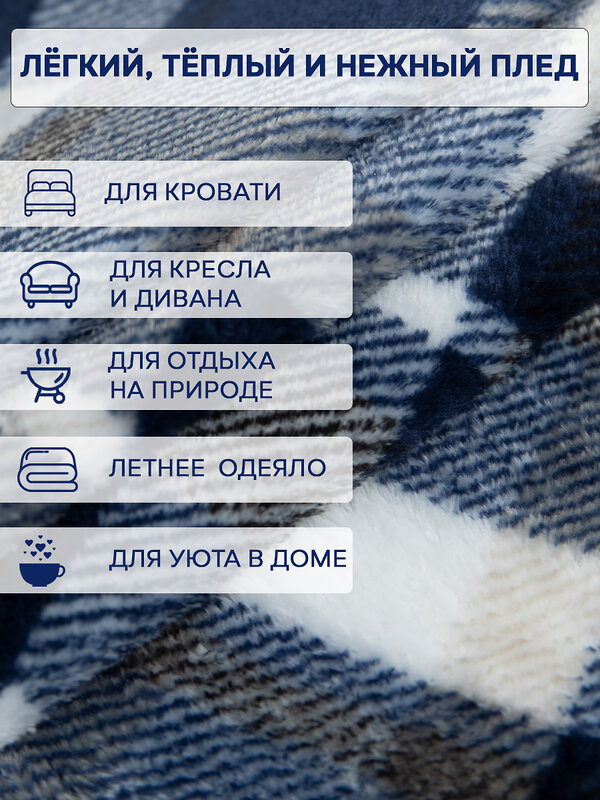 TEXREPUBLIC Плед 288521 59634 Синий/бежевый/белый
