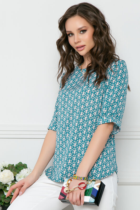 Bellovera Блузка 289034 71Б5039 бирюзовый, светло-розовый