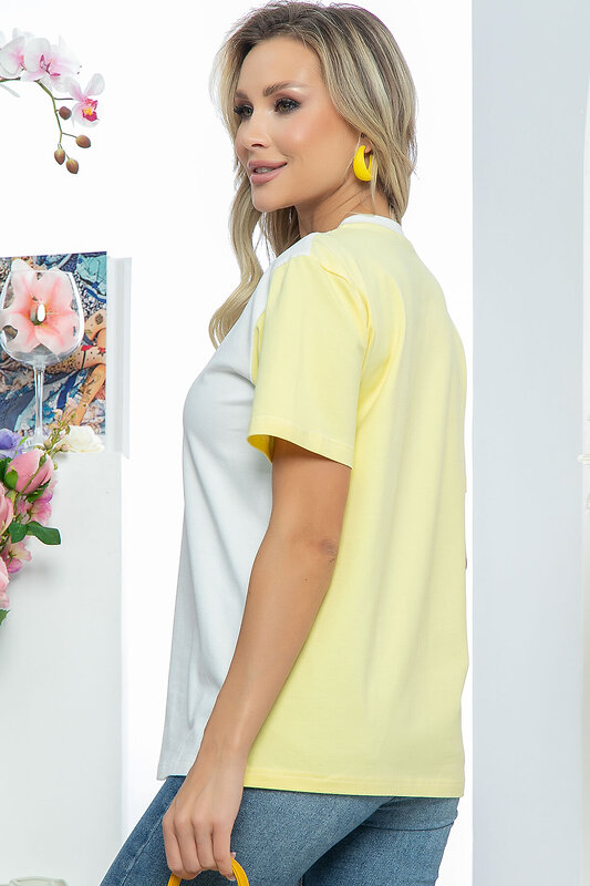 LT Collection Футболка 291264 Б5597 белый, нежно-жёлтый