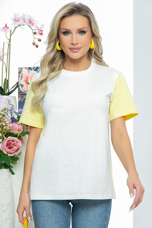 LT Collection Футболка 291264 Б5597 белый, нежно-жёлтый