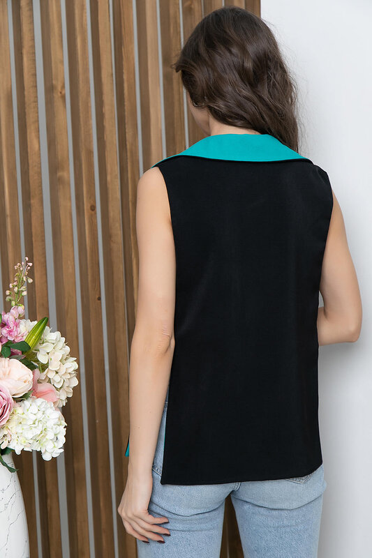 LT Collection Жилет 294260 Б5709 черный, бирюзовый