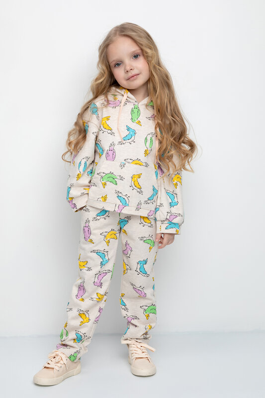 CROCKID Брюки 298504 К 400564 св.беж.меланж, цветные какаду