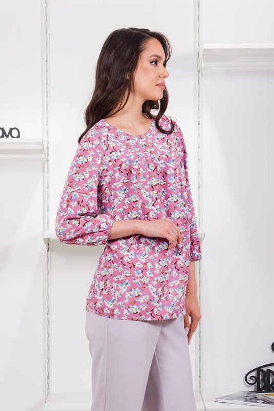 Braslava Блузка 305162 4281-4 тёмно-розовый цветы