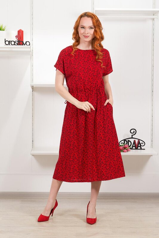 Brava Платье 307053 5801 красный чёрный с рисунком