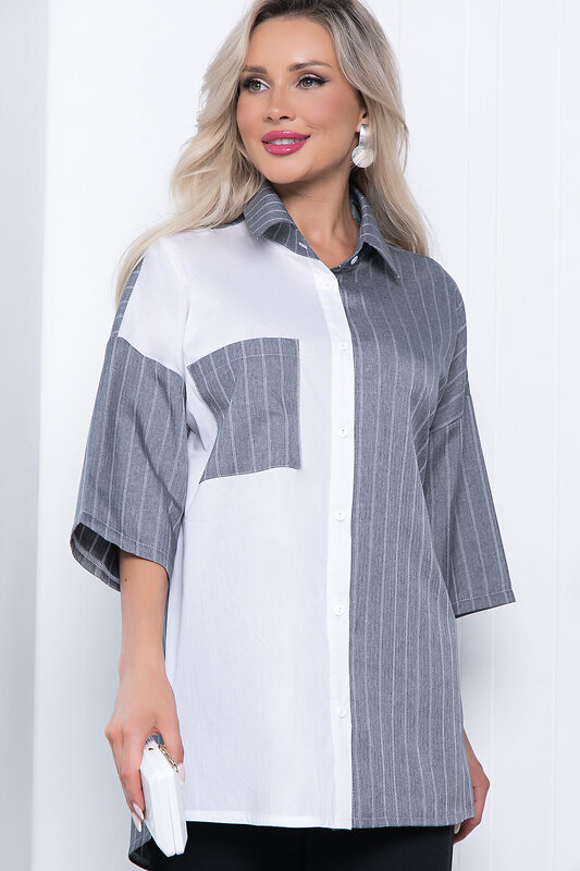 LT Collection Рубашка 307860 Б7165 серый, белый