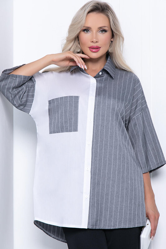 LT Collection Рубашка 307860 Б7165 серый, белый