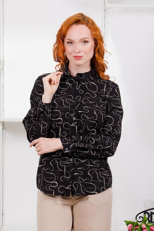 Braslava Рубашка 310885 4237 чёрный молочный с рисунком