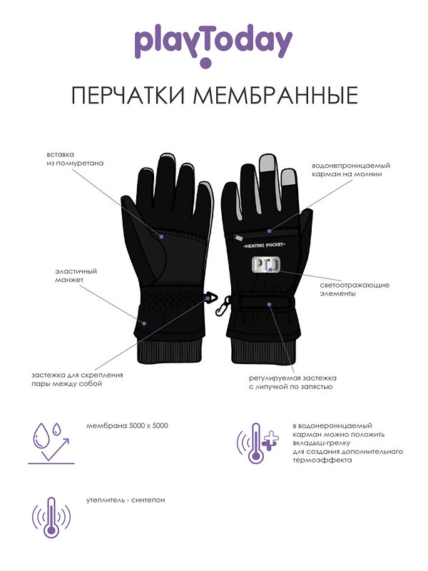 PLAYTODAY Перчатки 316763 32321043 фуксия,черный