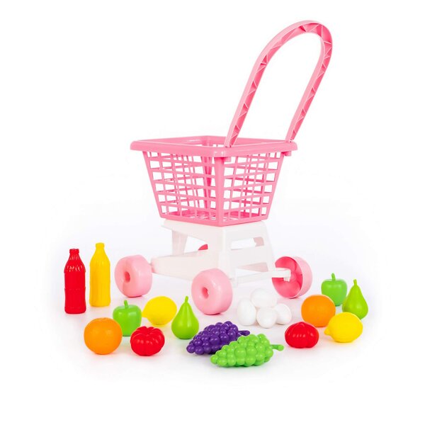 Полесье Тележка "Supermarket" №1 (розовая) + набор продуктов (в сеточке) 319974 68477 