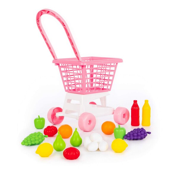 Полесье Тележка "Supermarket" №1 (розовая) + набор продуктов (в сеточке) 319974 68477 