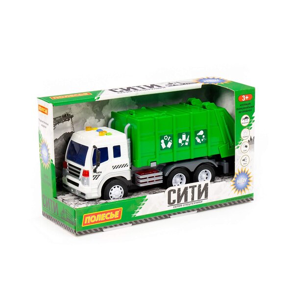 Полесье "Сити", автомобиль коммунальный инерционный (со светом и звуком) (зелёный) (в коробке) 322845 86389 