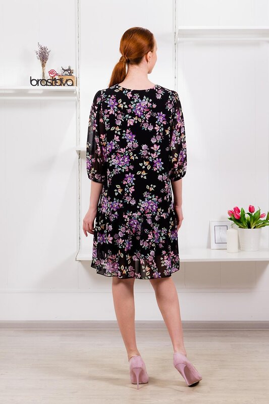 Brava Платье 330974 4858-4 чёрный фиолетовый цветы / чёрный