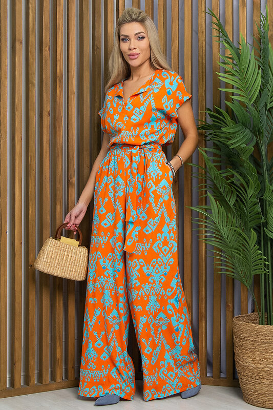 LT Collection Комбинезон 532746 К13503-5М оранжевый, бирюзовый