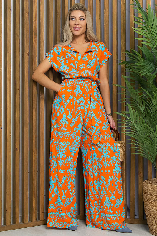 LT Collection Комбинезон 532746 К13503-5М оранжевый, бирюзовый