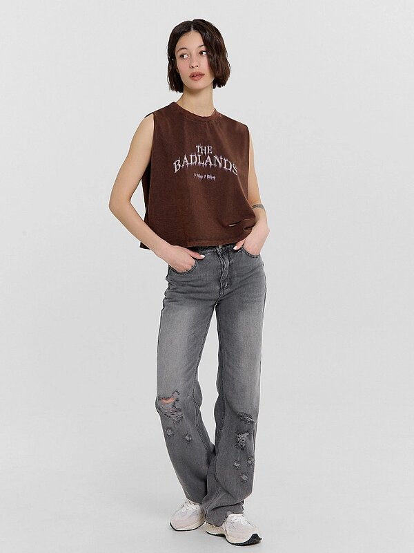MARK FORMELLE Топ 534736 112992R коричневый acid wash +печать