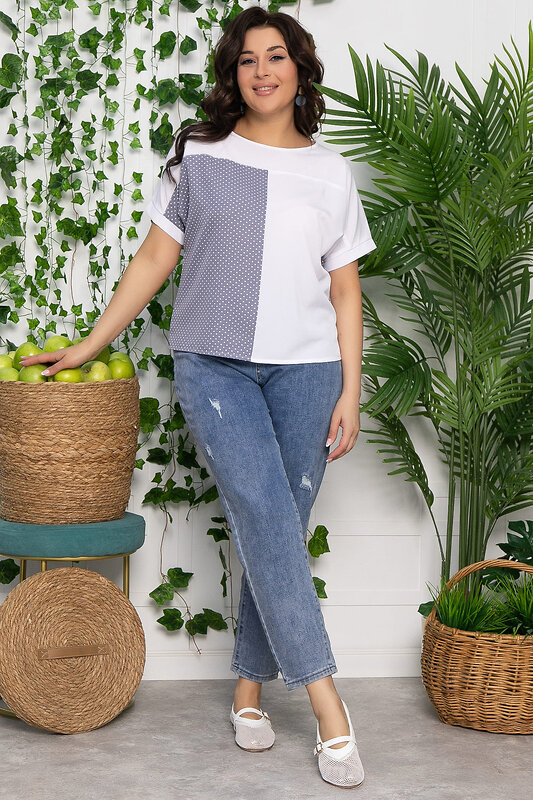 LT Collection Блуза 535336 Б13500-25М белый, серый