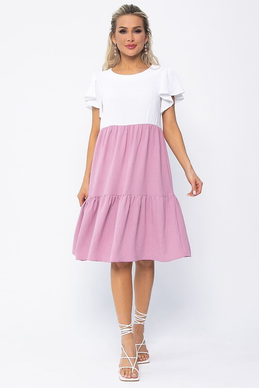 LT Collection Платье 536038 П13586-4М бело-розовый
