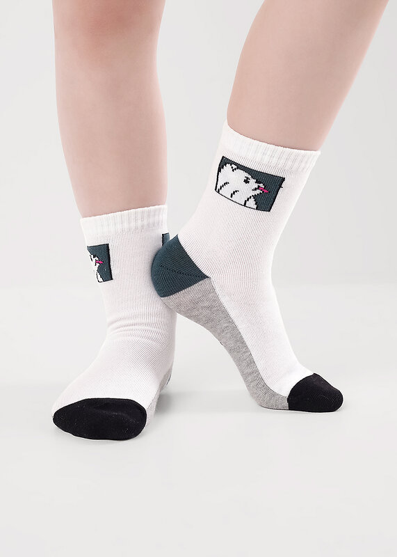 CLEVER Носки 536258 С1573 16-18,18-20 белый/меланж серый
