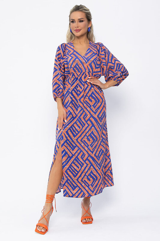 LT Collection Платье 538141 П13643-33М оранжевый/синий