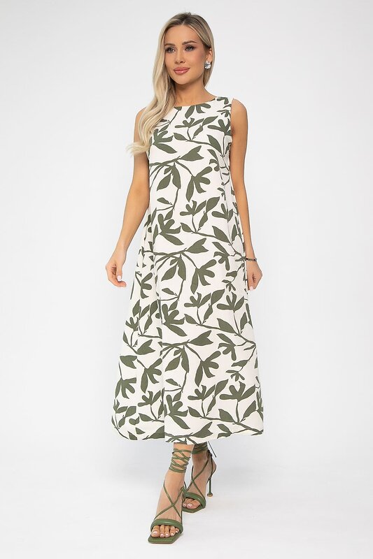 LT Collection Платье 538650 П13673-25М Молочный/хаки