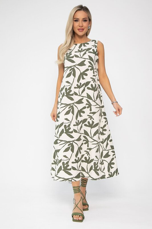 LT Collection Платье 538650 П13673-25М Молочный/хаки