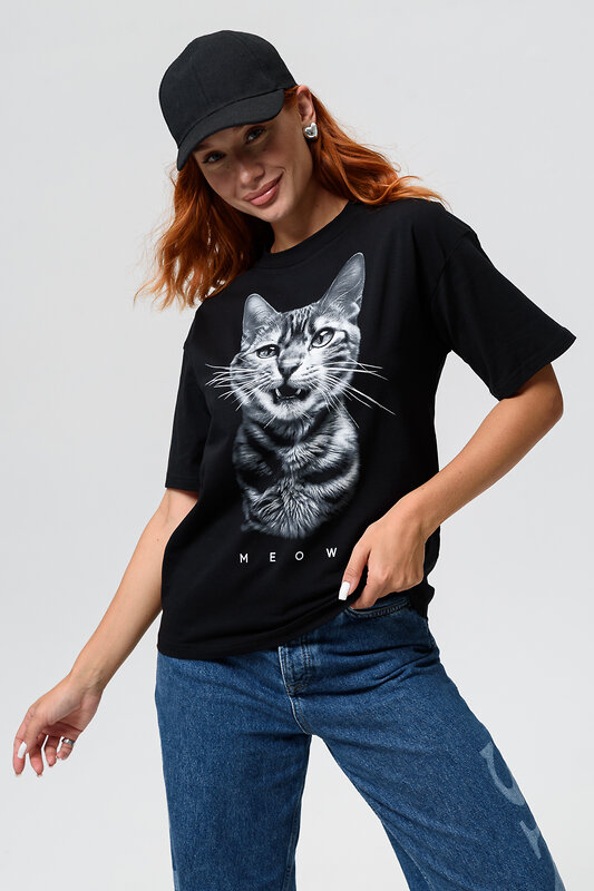 Натали Футболка 538741 8506 кот+черный