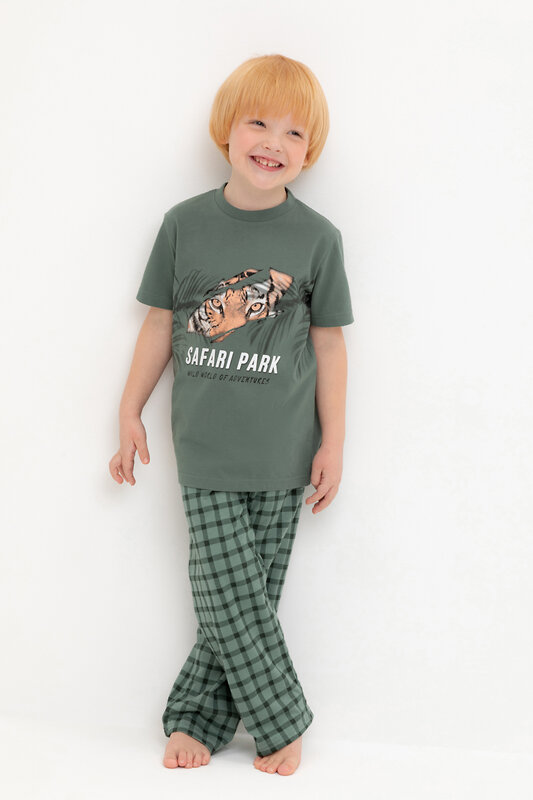 CROCKID Пижама 540659 К 1599 зеленый мох, клетка