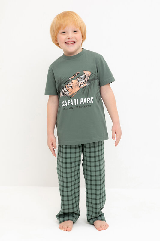 CROCKID Пижама 540659 К 1599 зеленый мох, клетка