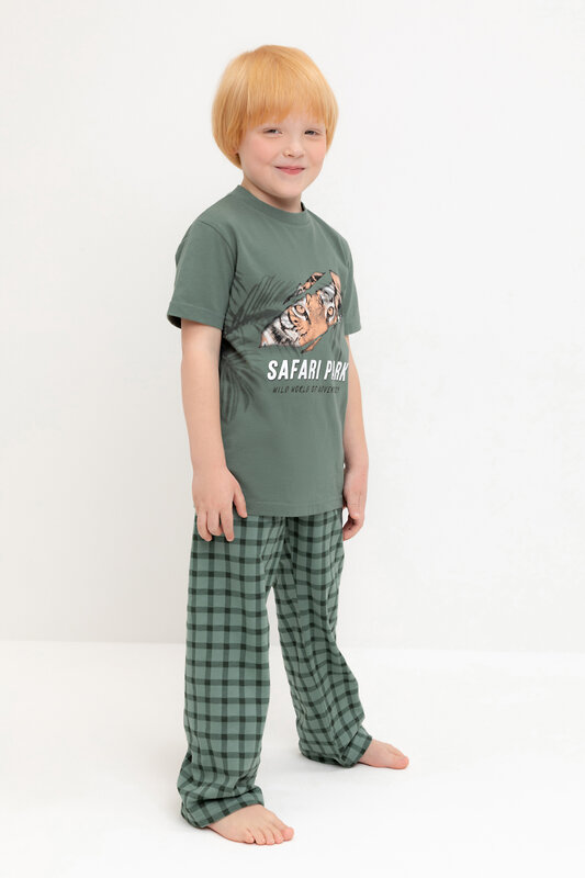 CROCKID Пижама 540659 К 1599 зеленый мох, клетка