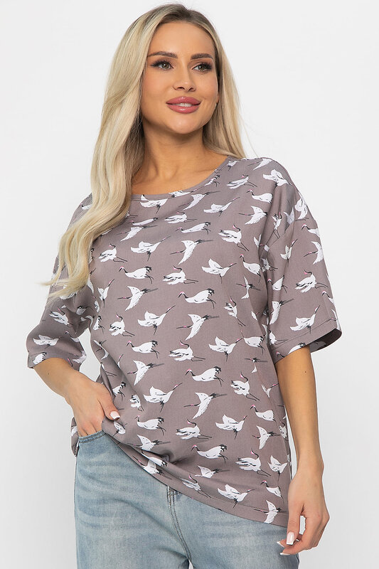 LT Collection Блуза 541056 Б13816-25М серо-бежевый