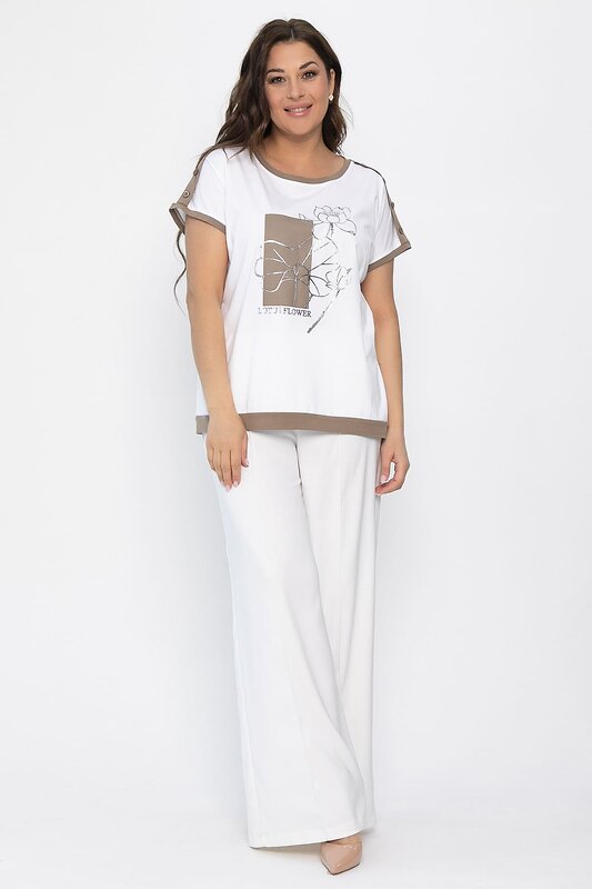 LT Collection Блуза 543030 Б13801-20М белый/коричневый