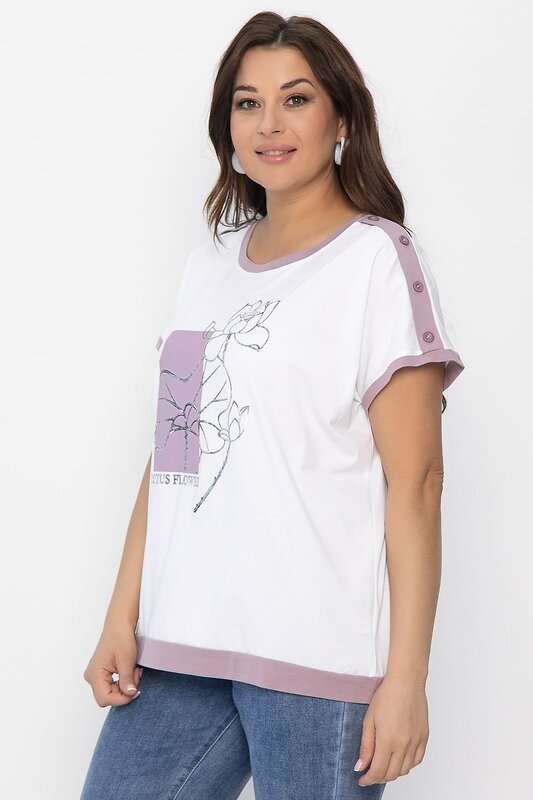 LT Collection Блуза 543032 Б13802-20М белый/сиреневый