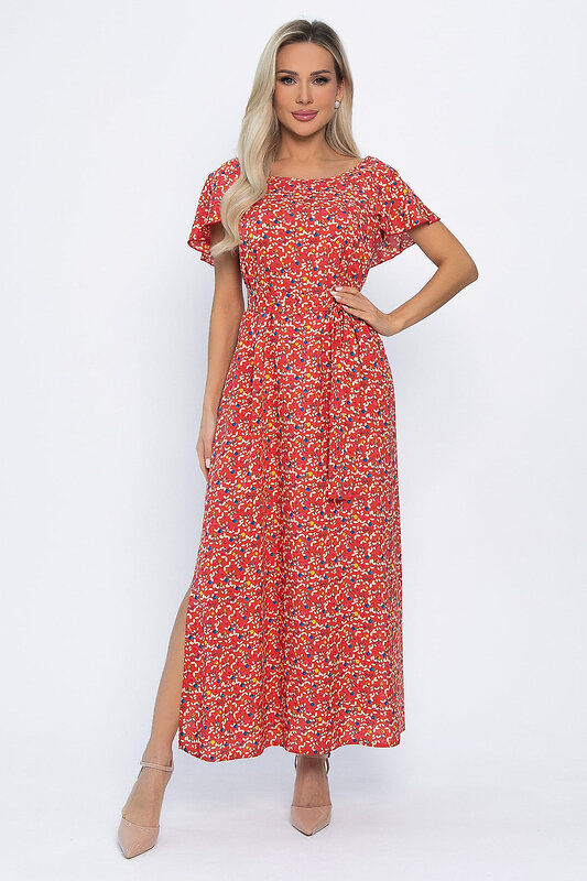 LT Collection Платье 543036 П13829-16М Красно-оранжевый