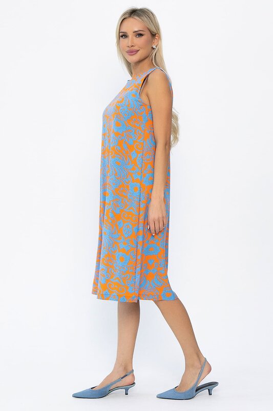 LT Collection Платье 543212 П13857-25М оранжевый/голубой