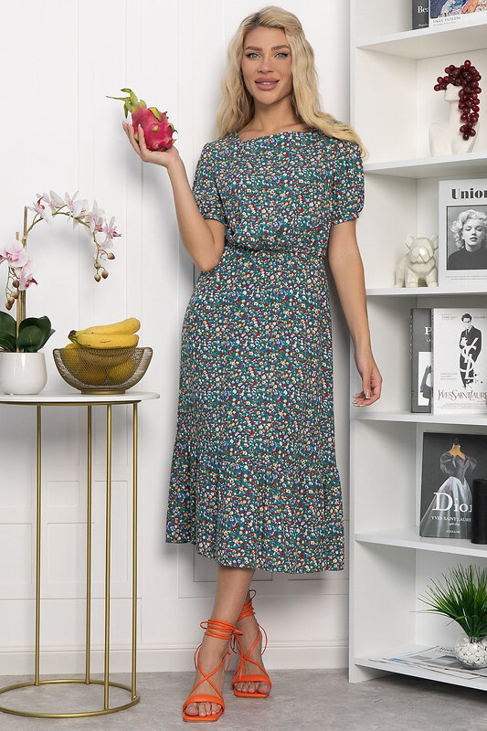 LT Collection Платье 543214 П13858-35М зеленый/мультиколор