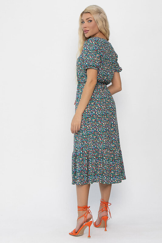 LT Collection Платье 543214 П13858-35М зеленый/мультиколор