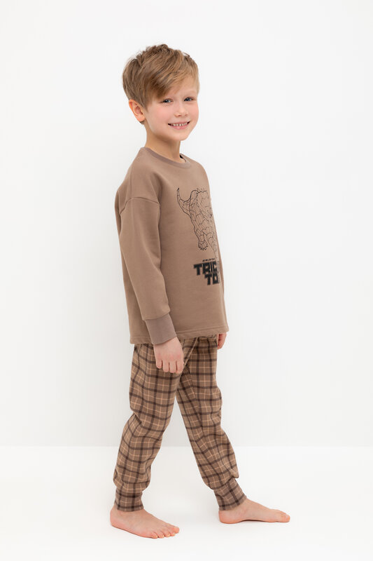 CROCKID Пижама 543695 К 1567 сосновая кора, праздничная клетка