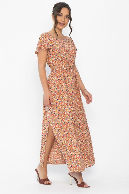 LT Collection Платье 544791 П13882-16М бежевый/мультиколор