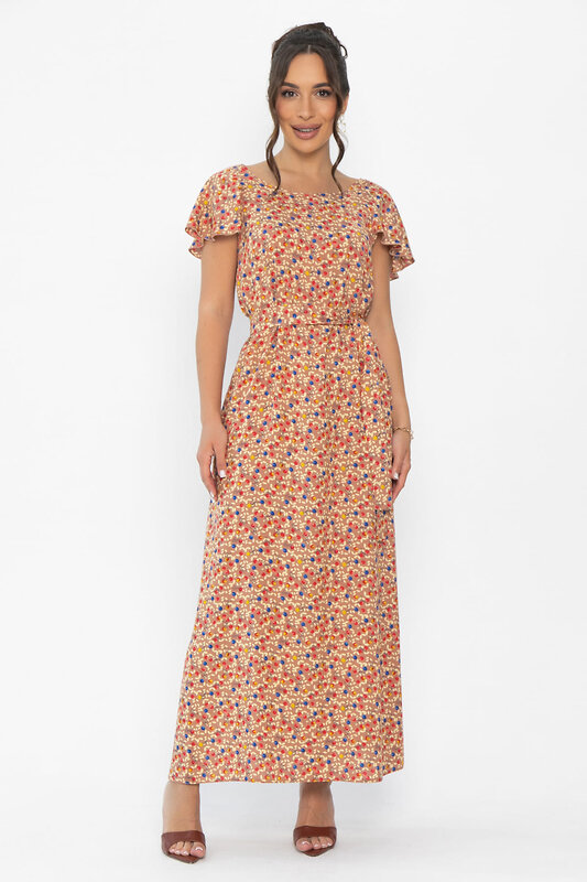 LT Collection Платье 544791 П13882-16М бежевый/мультиколор