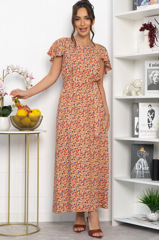 LT Collection Платье 544791 П13882-16М бежевый/мультиколор