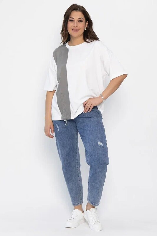 LT Collection Блуза 546035 Б13938-1М белый/серый