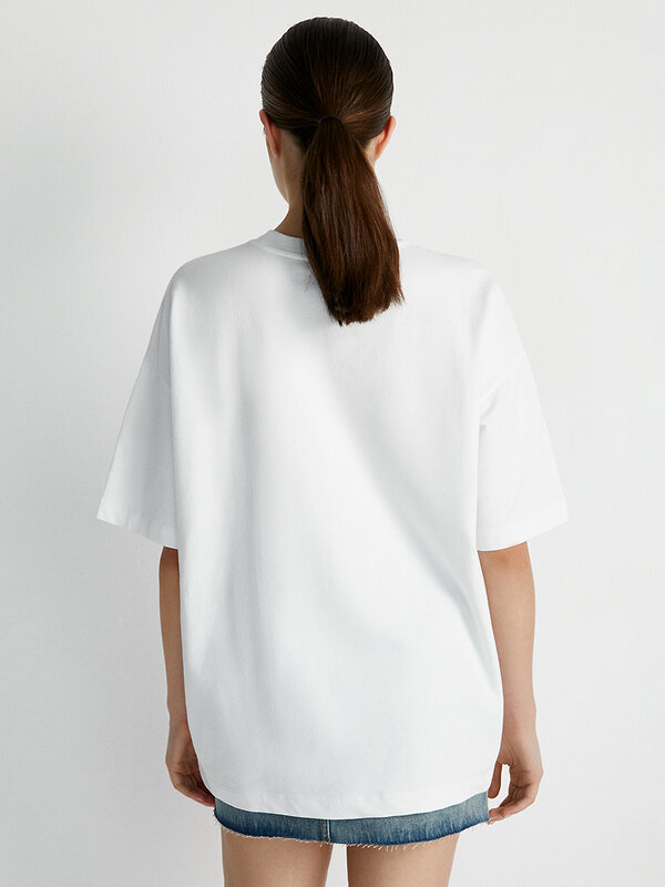 Omsa Футболка 546383 OmD 14503ST Футболка женская OVERSIZE (футер), CO+EL Bianco Perla (Белый)