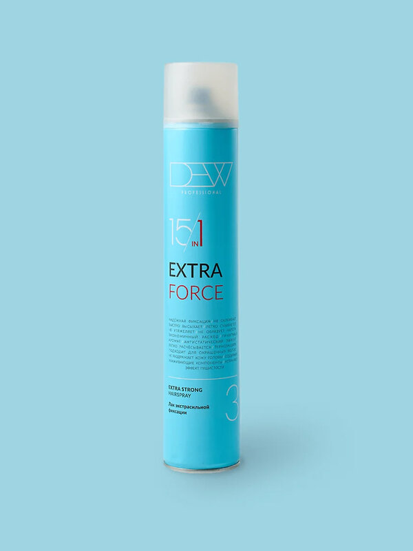 DEW Professional Лак для волос экстрасильной фиксации / 15 in 1 Extra Force, 500 мл 548636 27960