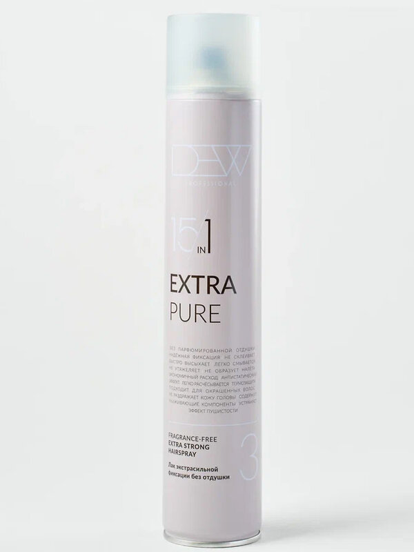 DEW Professional Лак для волос экстрасильной фиксации без отдушки / Extra Pure, 500 мл 548637 27961