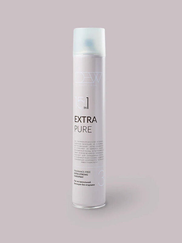 DEW Professional Лак для волос экстрасильной фиксации без отдушки / Extra Pure, 500 мл 548637 27961