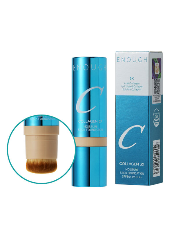 Enough Увлажняющая тональная основа-стик с кистью / Collagen 3X Moisture Stick Foundation #21N, прозрачный бежевый, 14 г 548641 27914