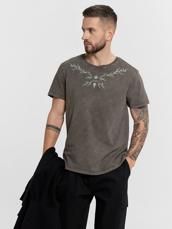 MARK FORMELLE Футболка 550049 111773 ACID WASH т.оливковый +печать