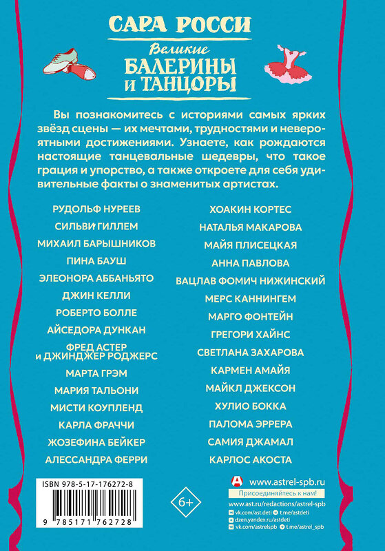 АСТ Сара Росси "Великие балерины и танцоры" 555263 978-5-17-176272-8